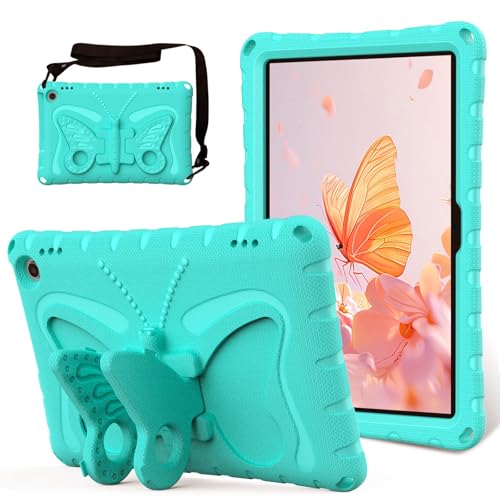 Tablet-Schutz Hülle kompatibel mit Kindle Fire Max 11 Tablet-Hülle (13. Generation, 2023), leichte, robuste, stoßfeste EVA-Schutzhülle mit Schultergurt und Schmetterlings-Kinderhülle Tablet-Zubehör(Gr von bigcgreen