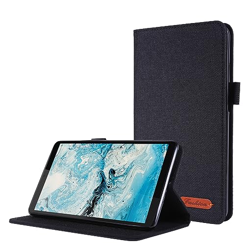 Tablet-Schutz Kompatibel mit Lenovo Tab M7 TB-7305F 7 Zoll, Flip-Fold-Ständerhülle, schützende Stoffdruckhülle mit Kartenfächern Tablet-Zubehör(Black) von bigcgreen