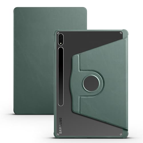 Tablet-Schutz Transparente Rückseite, kompatibel mit Samsung Galaxy Tab S8 Plus 12,4 Zoll/S7 Plus/S7 FE SM-X800, SM-X806, T730, T790, 360 Grad drehbarer Ständer, Folio Flip Smart Tablet Cover Tablet-Z von bigcgreen