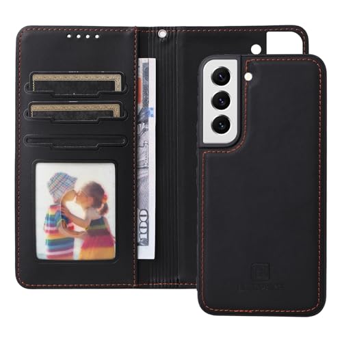 Telefon-Bildschirmschutz Kompatibel mit Samsung Galaxy S22 Wallet Case, abnehmbare Rückseite mit Kartenhalter/Handschlaufe, PU-Leder-Flip-Folio-Hülle mit magnetischem Ständer, stoßfeste Handyhülle Tel Telefon-Bildschirmschutz Kompatibel mit Samsung Galaxy S22 Wallet Case, abnehmbare Rückseite mit Kartenhalter/Handschlaufe, PU-Leder-Flip-Folio-Hülle mit magnetischem Ständer, stoßfeste Handyhülle Tel von bigcgreen