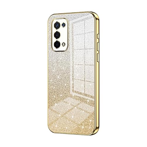 Telefonschutz Kompatibel mit OPPO A54 5G/A74 5G Hülle, klare Glitzer-Galvanik-Hybrid-Schutzhülle, schlanke, transparente, kratzfeste, stoßdämpfende TPU-Stoßfängerhülle Compatible with A54 5G/A74 5G Te von bigcgreen