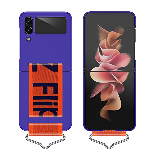 Telefonschutz Kompatibel mit Samsung Galaxy Z Flip 4 Wristband Stand Case, Ultra Thin Case Z Flip 4 mit Handschlaufe, Nylonscharnier PC Hartschale Stoßfeste Schutzhülle Galaxy Z Flip 4 5G Telefonzubeh von bigcgreen