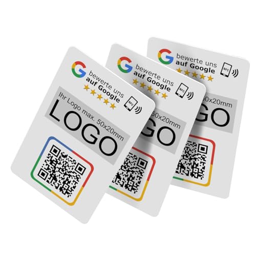 Google Bewertungskarten 3er Set mit QR-Code, NFC & eigenem Logo | 85x55mm | Ideale Marketing-Lösung für Unternehmen Google Bewertungskarten 3er Set mit QR-Code, NFC & eigenem Logo | 85x55mm | Ideale Marketing-Lösung für Unternehmen von bilberry