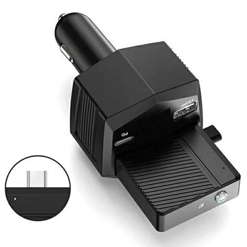 2-in-1-Autoladegerät 65W und 2000-mAh-Powerbank mit Taschenlampe - Schwarz 2-in-1-Autoladegerät 65W und 2000-mAh-Powerbank mit Taschenlampe - Schwarz