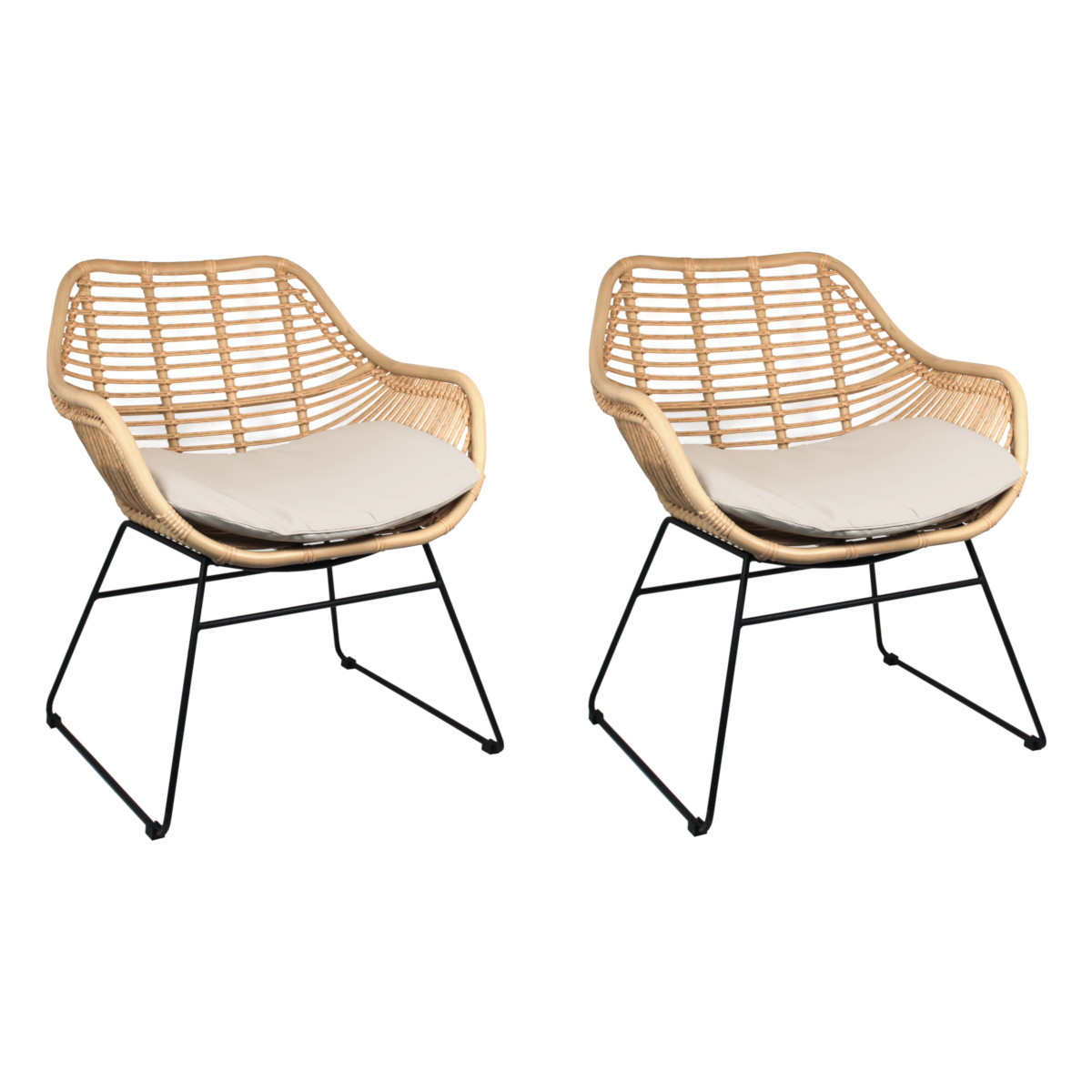 2er Set Dining Gartenstuhl Rattan Korbgeflecht Polster Aluminium Beige Schwarz 2er Set Dining Gartenstuhl Rattan Korbgeflecht Polster Aluminium Beige Schwarz von Default