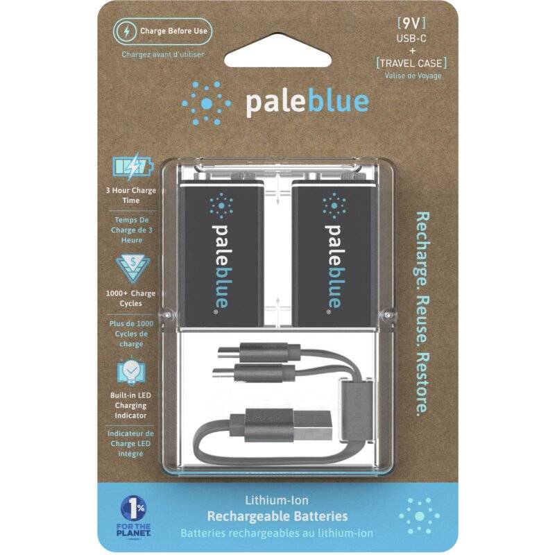 2x Paleblue USB-C Wiederaufladbare 9V-Block Batterie von Paleblue
