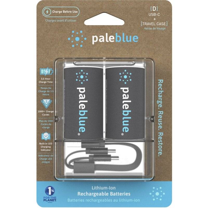 2x Paleblue USB-C Wiederaufladbare Mono D Batterie von Paleblue