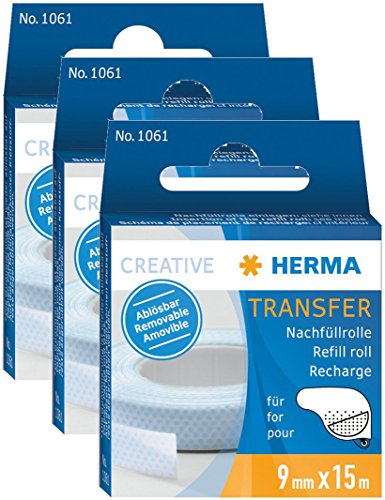 3er Pack Herma 1061 Nachfüllkassette für (Kleberoller, ablösbar, 9mm x 15m)