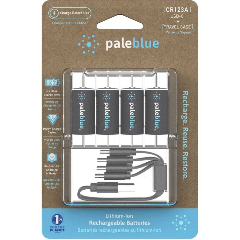 4x Paleblue USB-C Wiederaufladbare CR123A Batterie von Paleblue