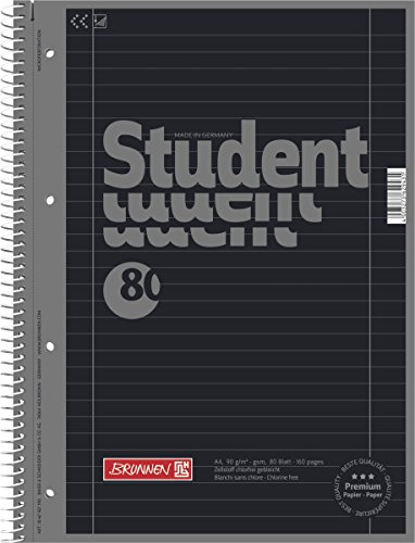 5 Collegeblöcke Student A4, Colour Code onyx, liniert (Lin. 27) 80 Blatt, 90g/m²