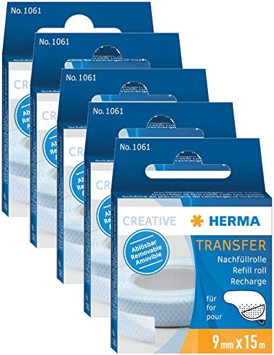 5er Pack Herma 1061 Nachfüllkassette für (Kleberoller, ablösbar, 9mm x 15m)