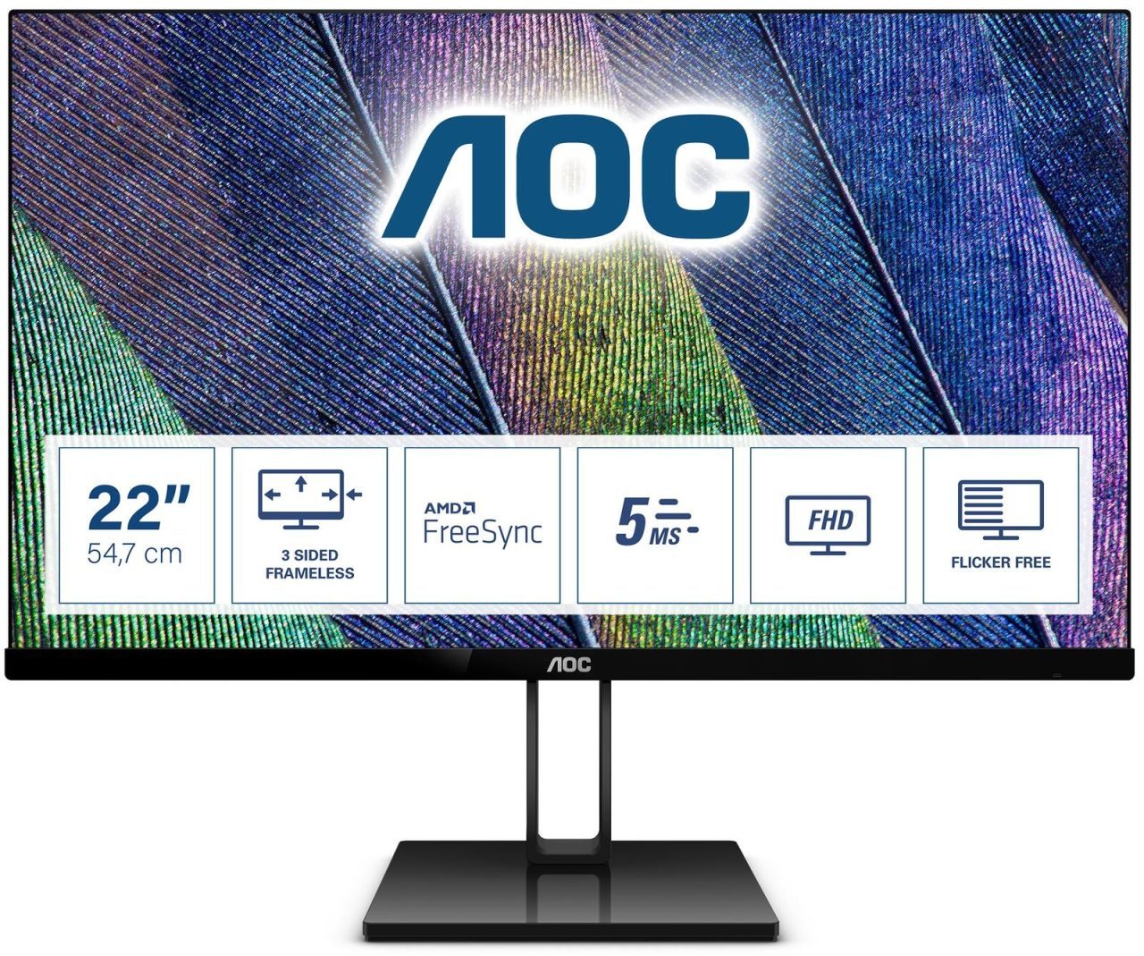 AOC 22V2Q Monitor 54,7 cm (21,5 Zoll)