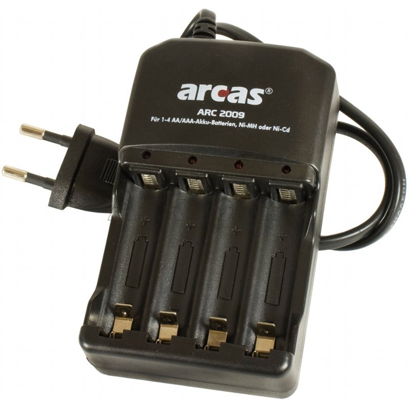 ARCAS - ARC-2009 - Akku-Ladegerät - 100-240V - für 1-4x Micro AAA / Mignon AA Akkus