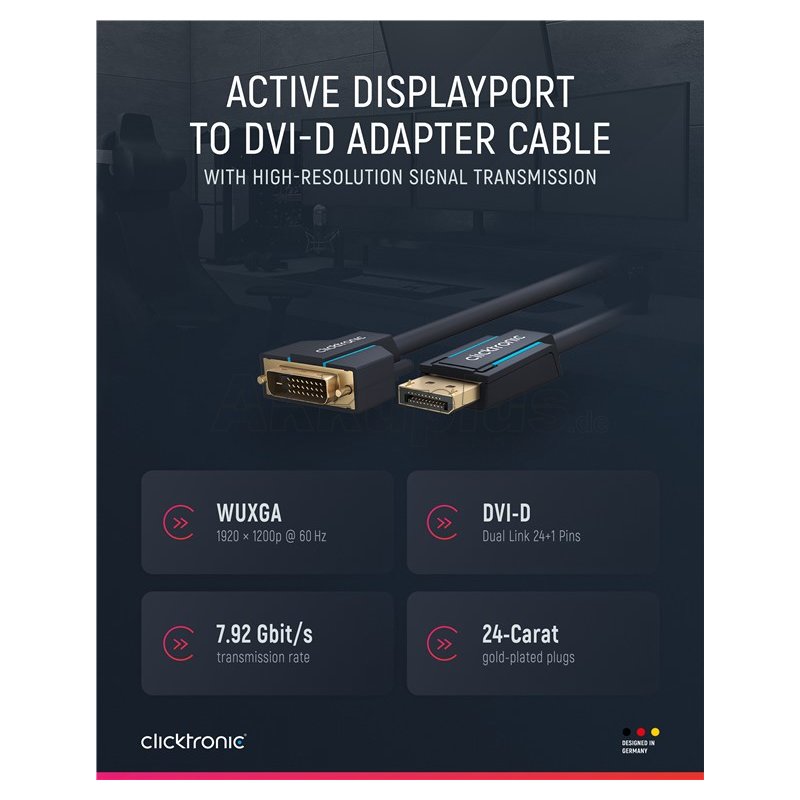 Aktives DisplayPort™-auf-DVI-D-Adapterkabel