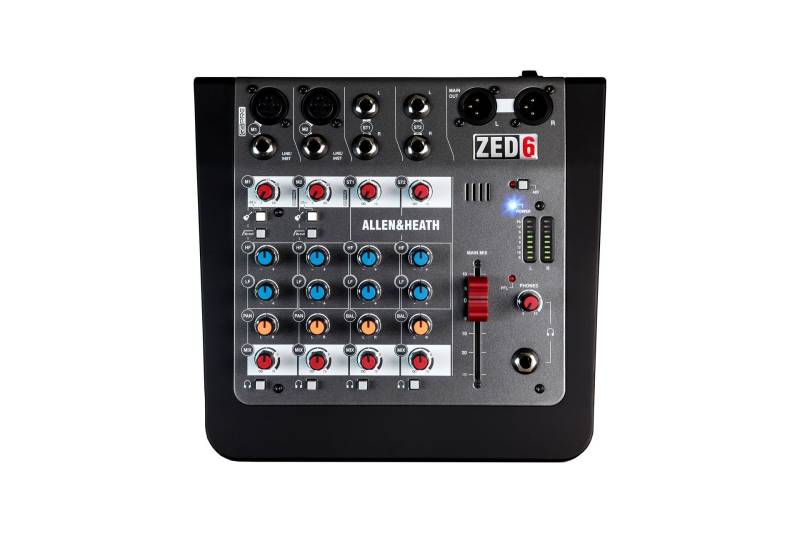 Allen & Heath ZED-6 Kleinmixer, 6 Kanal Mischpult mit XLR Master-Out