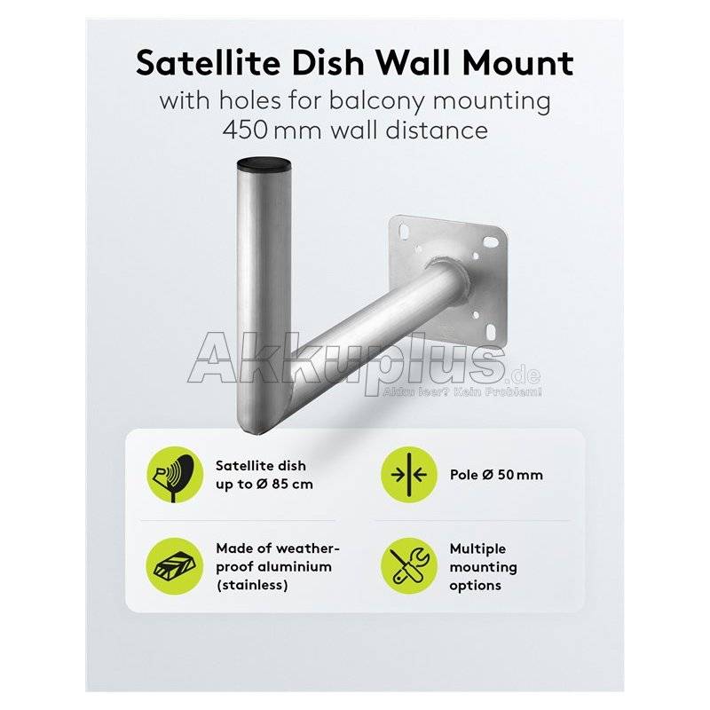 Aluminium Sat-Schüssel-Wandhalterung, 450 mm Wandabstand
