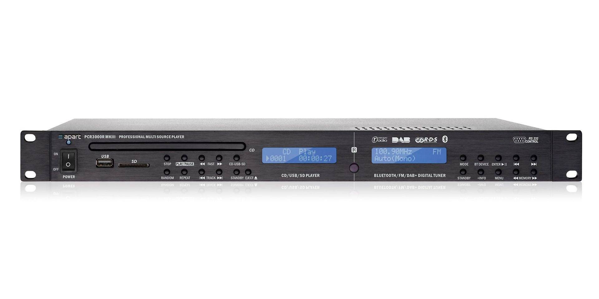 Apart PCR 3000RMKIII Professioneller DAB/FM RDS/CD/USB/SD-card /Bluetooth-Player Apart PCR 3000RMKIII Professioneller DAB/FM RDS/CD/USB/SD-card /Bluetooth-Player
