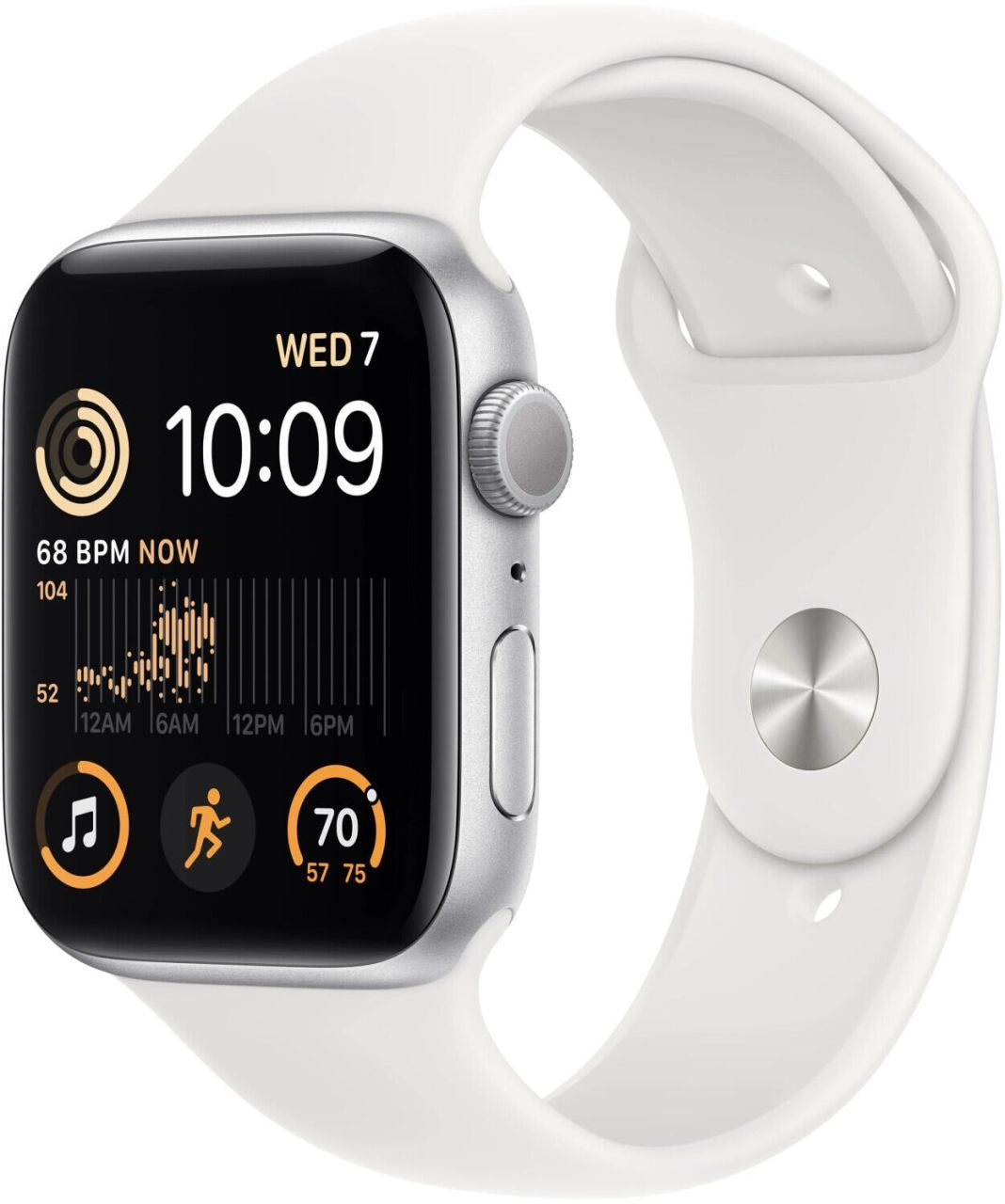 Apple Watch SE (GPS + Cellular) 44mm Aluminiumgehäuse silber, Sportband weiß