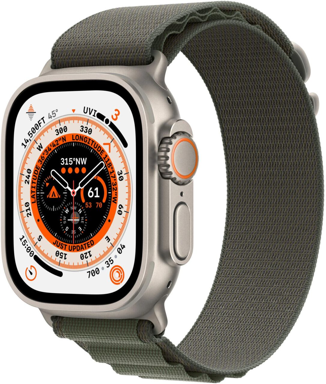 Apple Watch Ultra (GPS + Cellular) 49mm Titaniumgehäuse, Apline Loop grün (Größe Large)