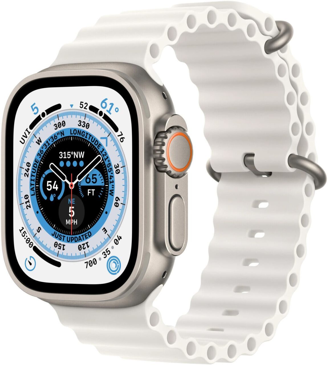 Apple Watch Ultra (GPS + Cellular) 49mm Titaniumgehäuse, Ocean Armband weiß