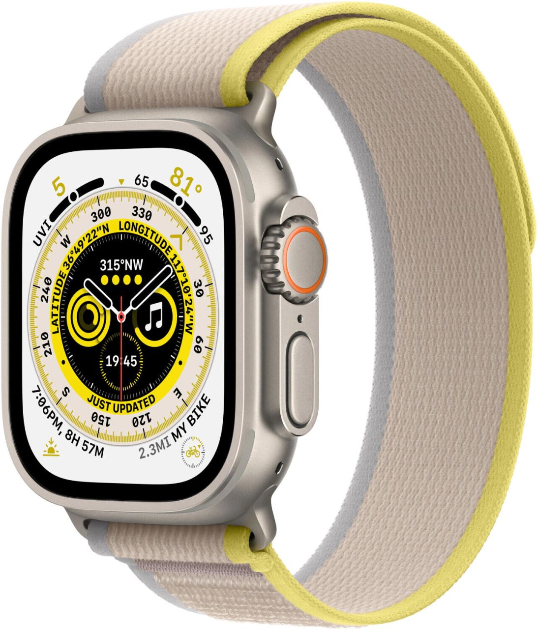 Apple Watch Ultra (GPS + Cellular) 49mm Titaniumgehäuse, Trail Loop gelb / beige (Größe S/M)