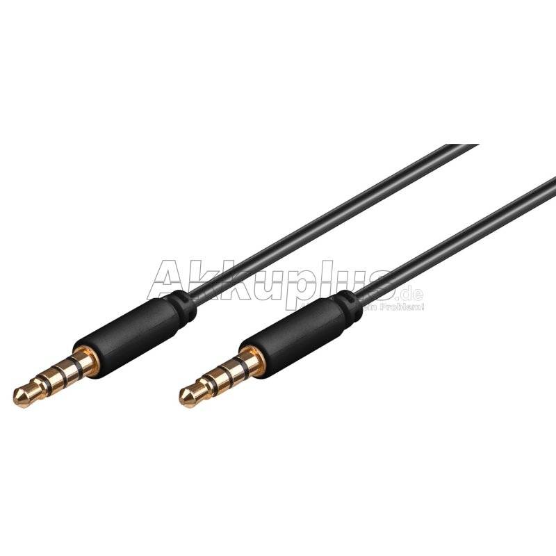 Audio Verbindungskabel AUX, 3,5 mm Stereo 4-pol., Slim, CU