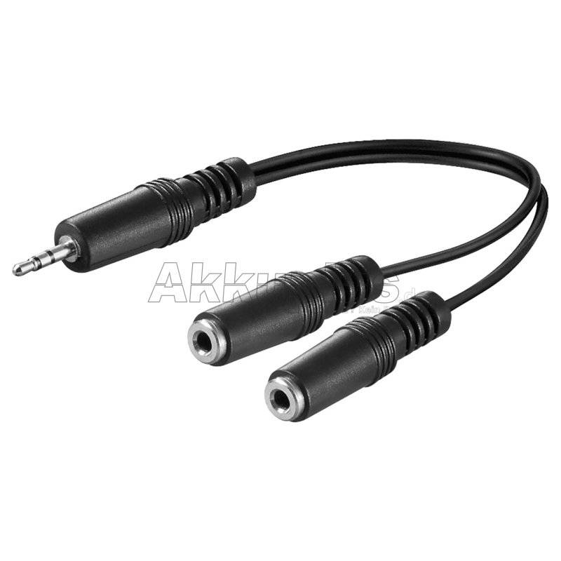 Audio Y-Kabeladapter 3,5 mm, 1x Stecker 2x Buchse mono