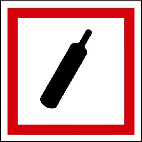 Aufkleber GHS 04 Gefahrensymbol Gasflasche, Einzeln 5cm x 5cm, Vinyl, Rot, Gelb, oder Grün, Sicherheitsaufkleber, Sticker, Standard