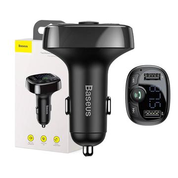 Baseus Bluetooth FM Transmitter mit Autoladegerät - 2xUSB, microSD - Schwarz Baseus Bluetooth FM Transmitter mit Autoladegerät - 2xUSB, microSD - Schwarz