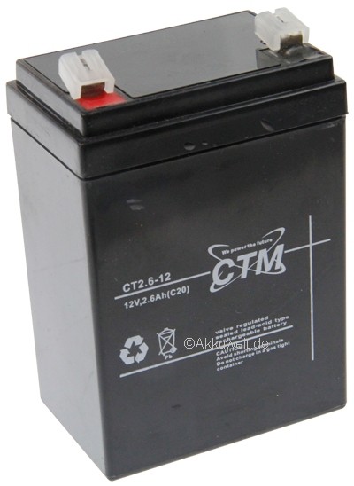 Bleigel-Akku CTM CT2.6-12 für Waeco PowerVac PV100 Verstärkersystem VT 410 bg...