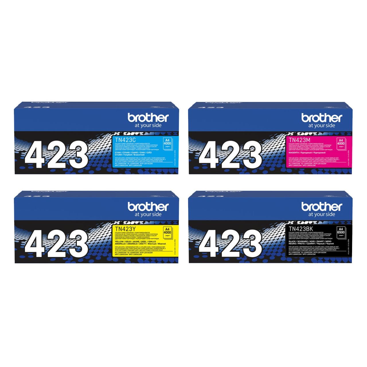 Brother Original TN423 Toner 4er Multipack, cyan, magenta, gelb, schwarz