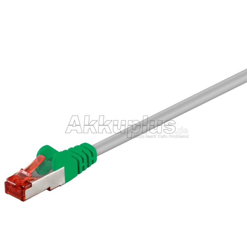 CAT 6 Crossover-Patchkabel, S/FTP (PiMF), grau, grün