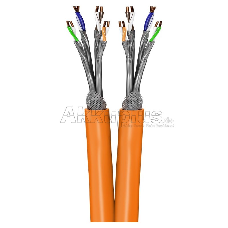 CAT 7A Duplex-Netzwerkkabel, S/FTP (PiMF), orange