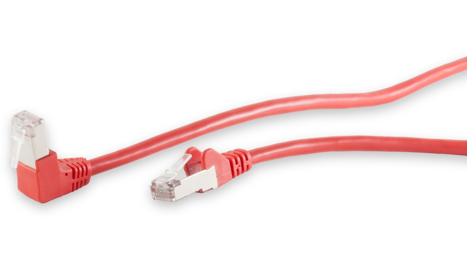 CAT.6 Patchkabel, S/FTP, 90°-gerade, 10 m, rot