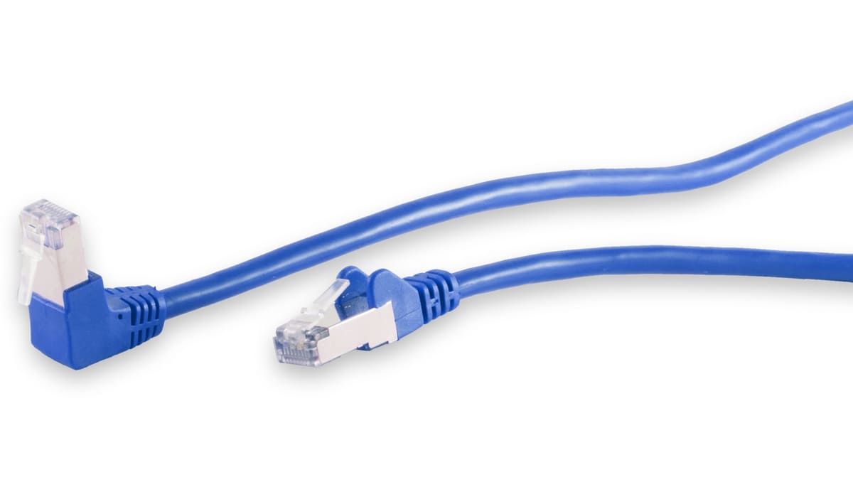 CAT.6 Patchkabel, S/FTP, 90°-gerade, 2,0 m, blau