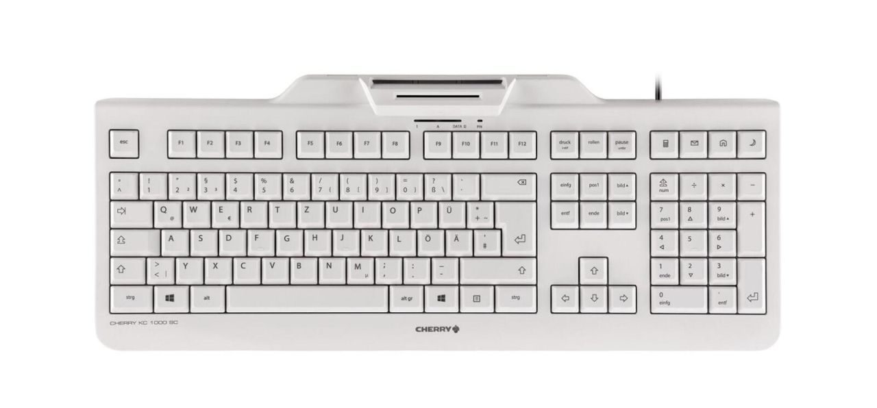 CHERRY KC 1000 SC kabelgebundene Tastatur mit Kartenlesegerät (USB, hellgrau)