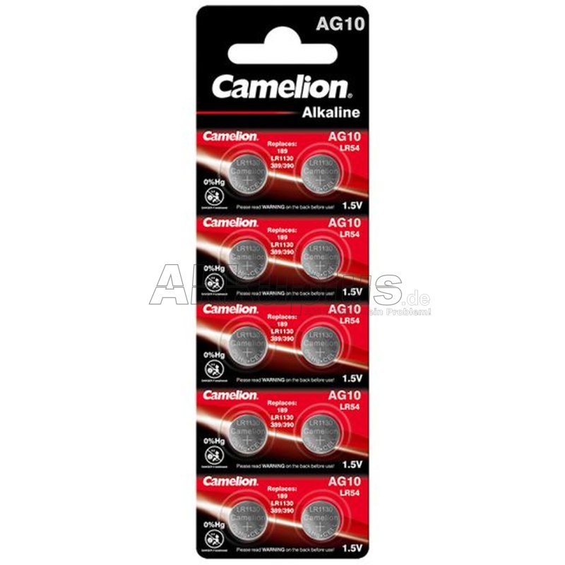 Camelion - AG10 / LR54 / LR1130 / 389 / BP10 - 1,5 Volt Alkali Mangan