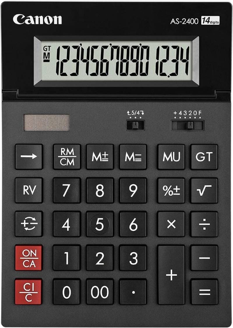 Canon AS-2400 Wirtschaftlicher Rechner 14 Stellen Solarpanel, 2 Stufen verstellbares LC-Display