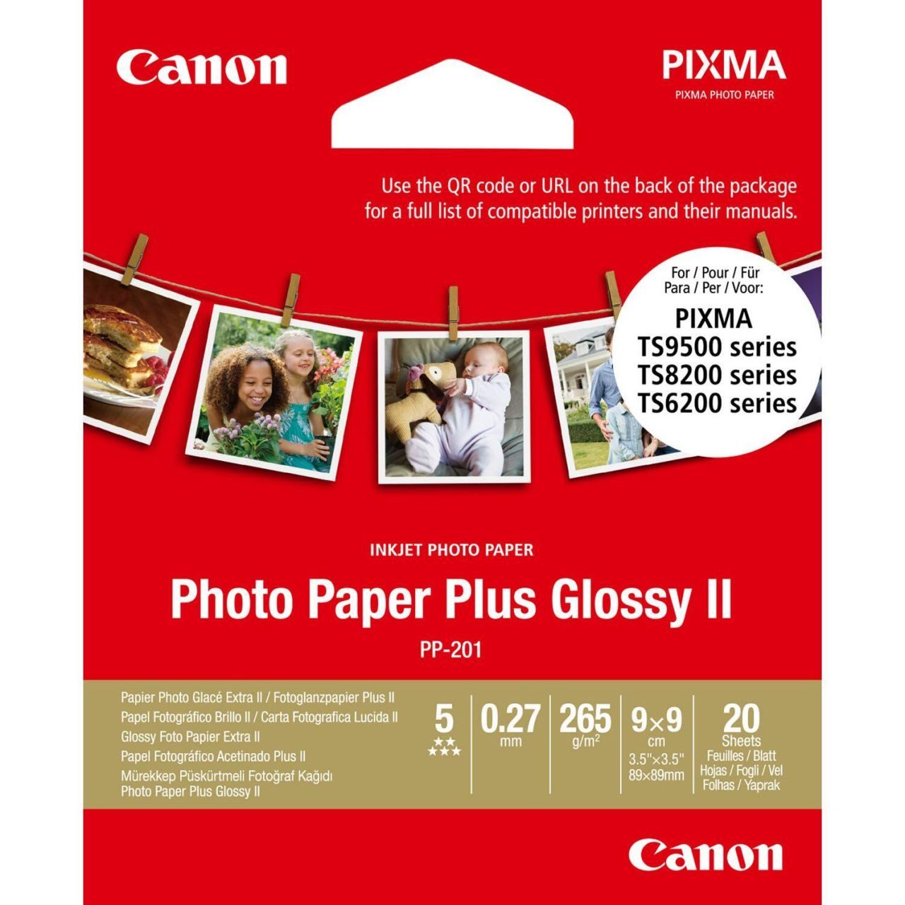 Canon PP-201 Glossy II Fotopapier Plus glänzend 89x89mm 265g/m² - 20 Blatt