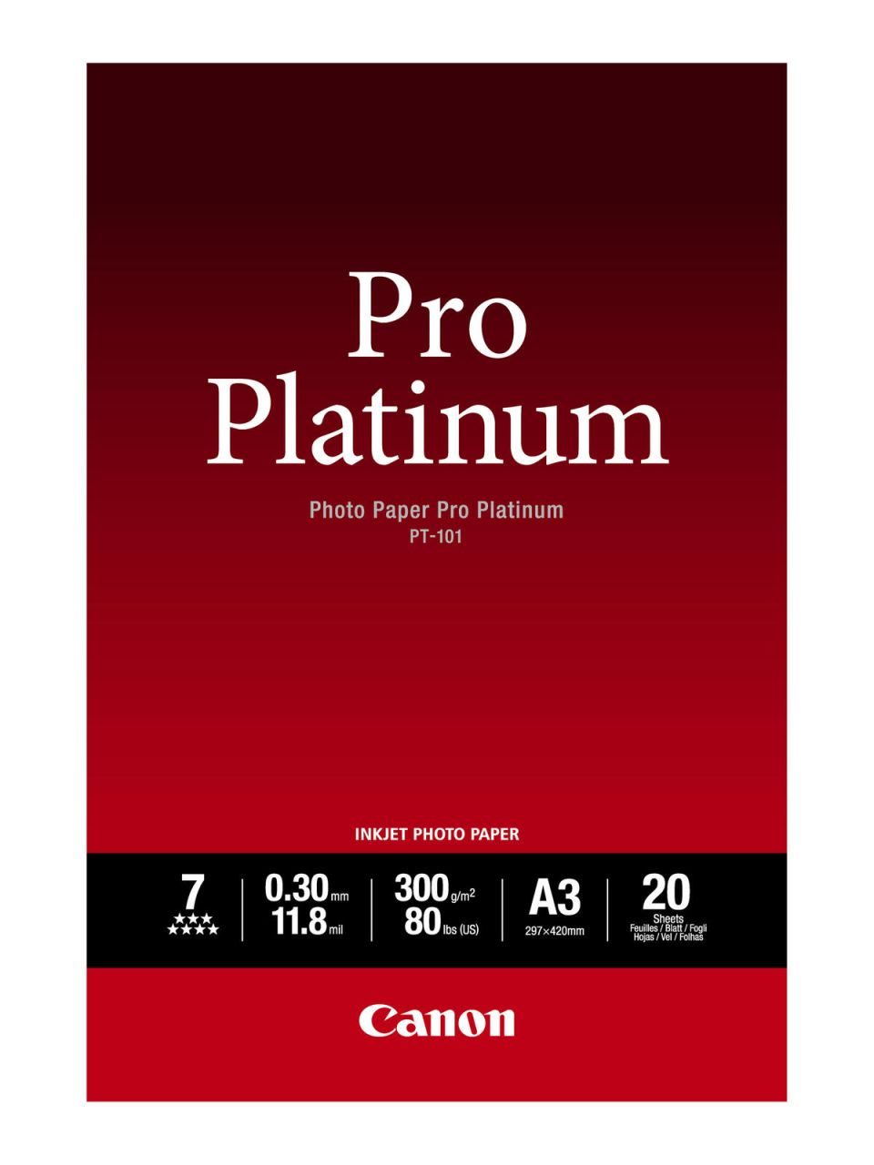 Canon PT-101 Pro Platinum Fotopapier glänzend A3 297x420mm 300 g/m² - 20 Blatt