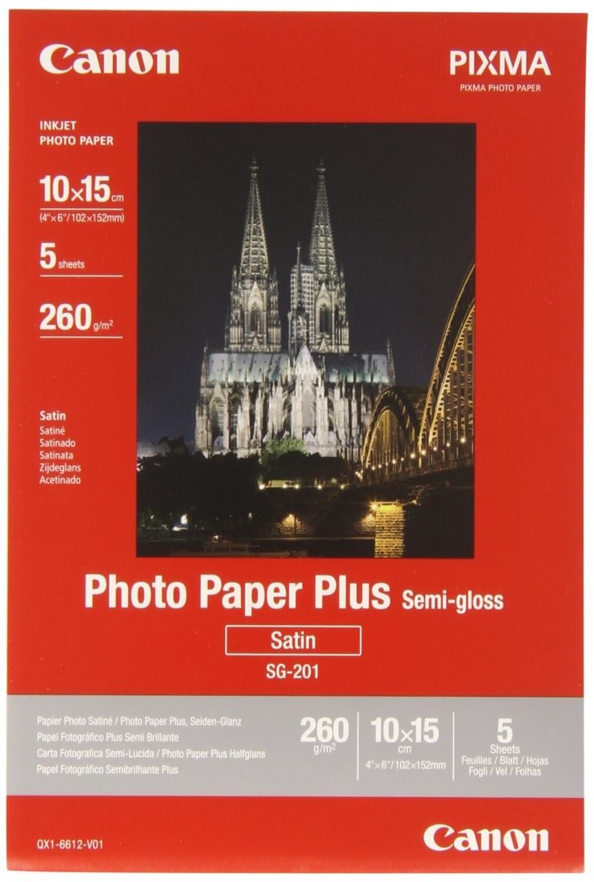 Canon SG-201 Fotopapier Plus seidenglanz 100x150mm 260 g/m² - 5 Blatt