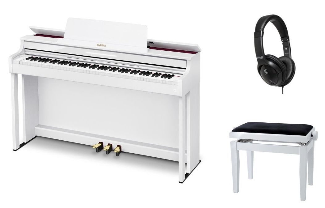 Casio AP-550-WE Set Digitalpiano weiß + Klavierbank u. Kopfhörer
