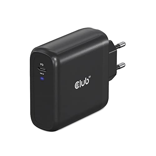 Club3D CAC-1908EU Reiseladegerät 100 Watt GAN-Technologie, USB-IF TID-Zertifiziert, Einzelanschluss USB Typ-C, Power Delivery (PD) 3.0-Unterstützung von Club 3D