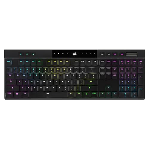 Corsair K100 AIR Wireless RGB Mechanische Gaming-Tastatur - Ultradünn, Sub-1ms Slipstream, Low-Latency Bluetooth, Cherry MX Ultra Low Profile Keyswitches - NA Layout, QWERTY - Schwarz