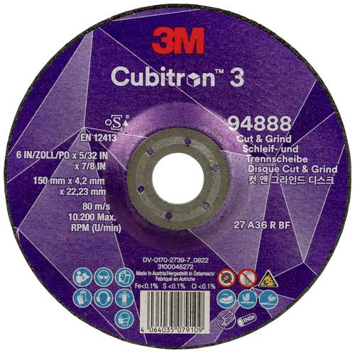 Cubitron 94888 Cubitron™ 3 Cut and Grind Schruppscheibe Durchmesser 150mm Bohrungs-Ø 22.23mm 10St.