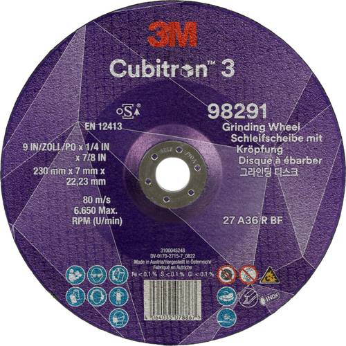 Cubitron 98291 Schruppscheibe Durchmesser 230mm Bohrungs-Ø 22.23mm 10St. Cubitron 98291 Schruppscheibe Durchmesser 230mm Bohrungs-Ø 22.23mm 10St.