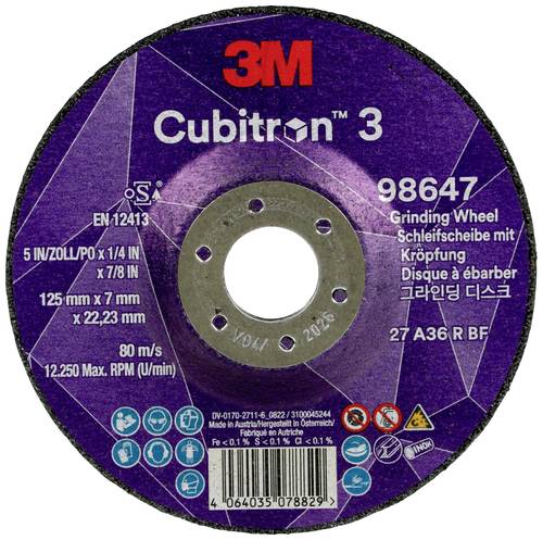 Cubitron 98647 Schruppscheibe Durchmesser 125mm Bohrungs-Ø 22.23mm 10St. Cubitron 98647 Schruppscheibe Durchmesser 125mm Bohrungs-Ø 22.23mm 10St.