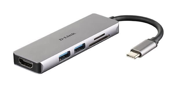 D-Link 5-In-1 USB-C Hub mit HDMI/Kartenleser und USB-C Thunderbolt 3