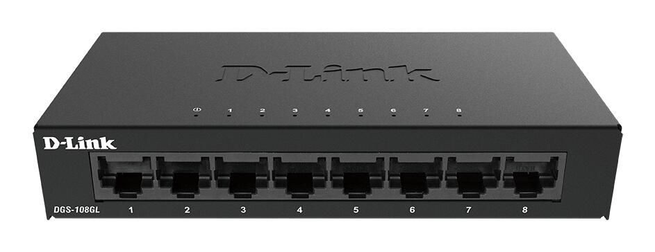 D-Link DGS-108GL/E Gigabit Desktop Switch mit Metallgehäuse, 5 Jahre Herstellergarantie