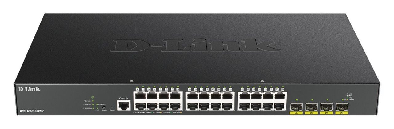 D-Link DGS 1250-28MP Switch 24x 10/100/1000BASE-T-PoE-Port 4x 10-Gigabit-Port (SFP+) ( DGS-1250-28MP)